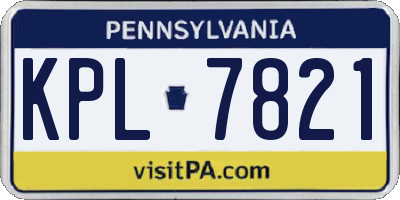 PA license plate KPL7821