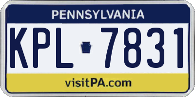 PA license plate KPL7831