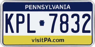 PA license plate KPL7832
