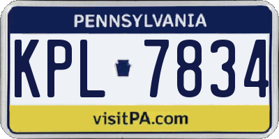 PA license plate KPL7834