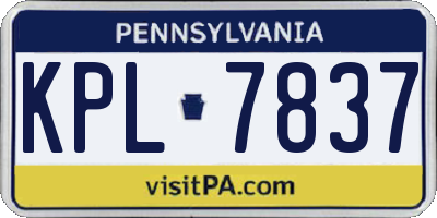 PA license plate KPL7837