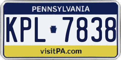 PA license plate KPL7838
