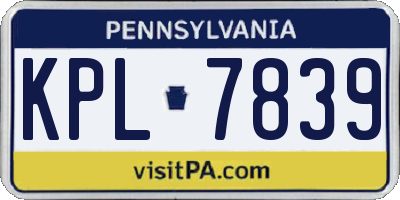 PA license plate KPL7839