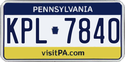 PA license plate KPL7840
