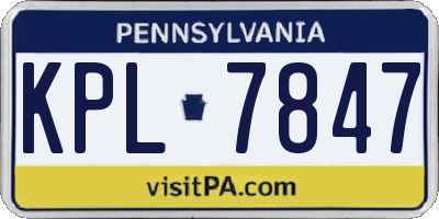 PA license plate KPL7847