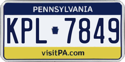 PA license plate KPL7849