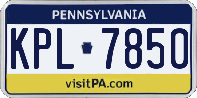 PA license plate KPL7850