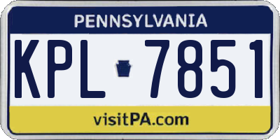 PA license plate KPL7851
