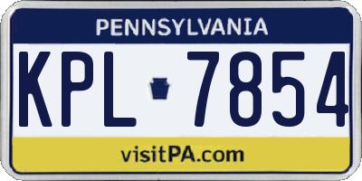 PA license plate KPL7854