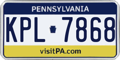 PA license plate KPL7868