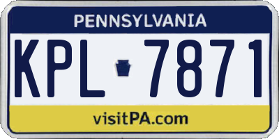 PA license plate KPL7871
