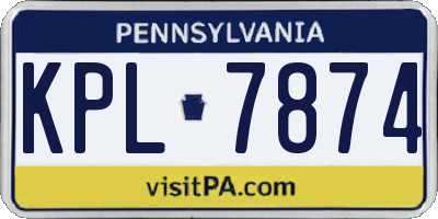 PA license plate KPL7874