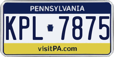 PA license plate KPL7875