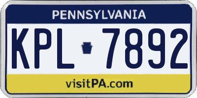 PA license plate KPL7892