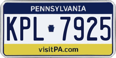 PA license plate KPL7925