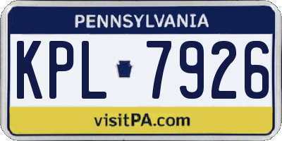 PA license plate KPL7926