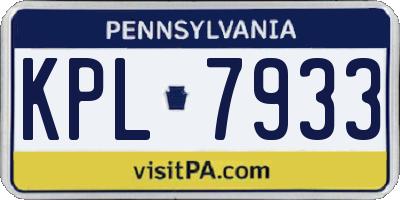 PA license plate KPL7933