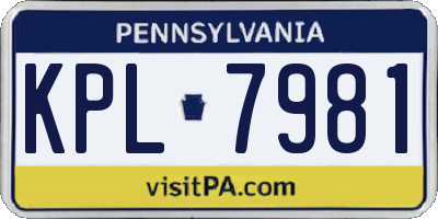 PA license plate KPL7981