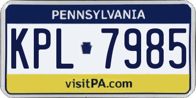 PA license plate KPL7985