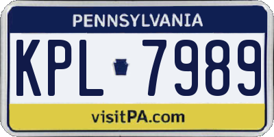 PA license plate KPL7989