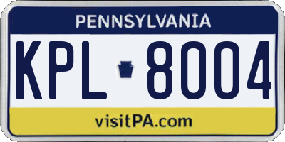 PA license plate KPL8004