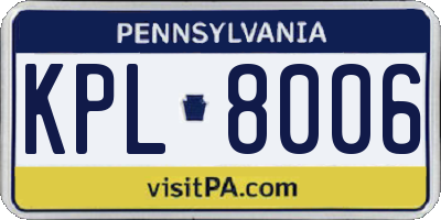 PA license plate KPL8006