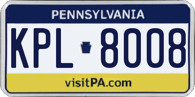PA license plate KPL8008