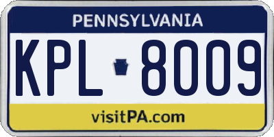 PA license plate KPL8009