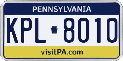 PA license plate KPL8010
