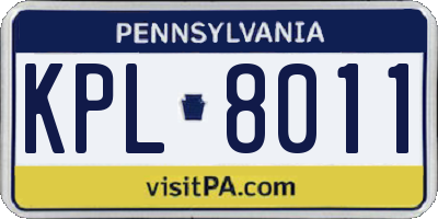 PA license plate KPL8011