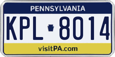 PA license plate KPL8014