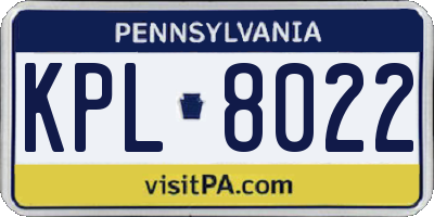 PA license plate KPL8022