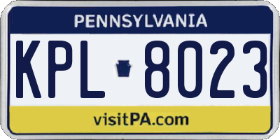 PA license plate KPL8023