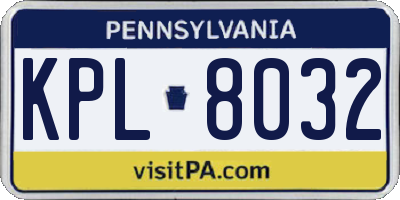 PA license plate KPL8032