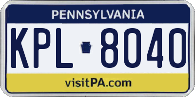 PA license plate KPL8040