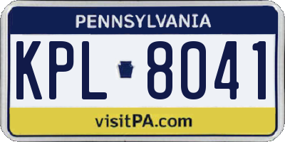PA license plate KPL8041