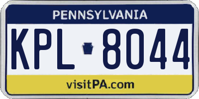PA license plate KPL8044