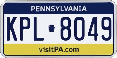 PA license plate KPL8049