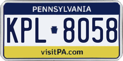 PA license plate KPL8058