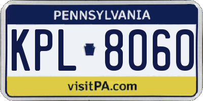 PA license plate KPL8060