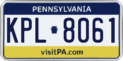 PA license plate KPL8061
