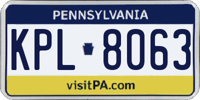 PA license plate KPL8063