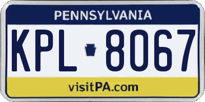 PA license plate KPL8067