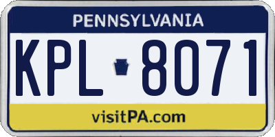 PA license plate KPL8071