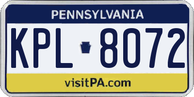 PA license plate KPL8072