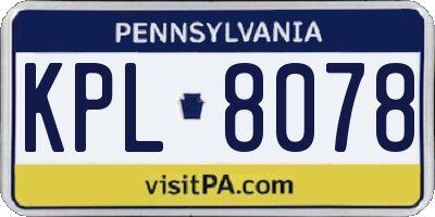 PA license plate KPL8078