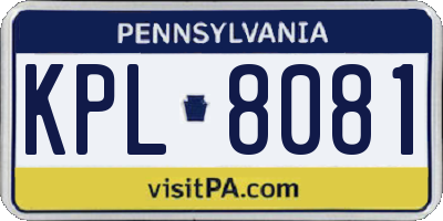 PA license plate KPL8081