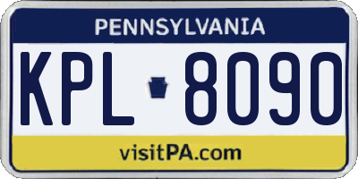 PA license plate KPL8090