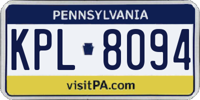 PA license plate KPL8094