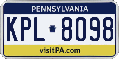 PA license plate KPL8098